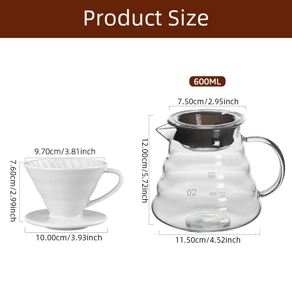 Coffee Pot Set Sharing Pot Coffee Filter Cup Hand Brew Coffee Set Reusable Coffee Utensils Coffee Servers Accessories