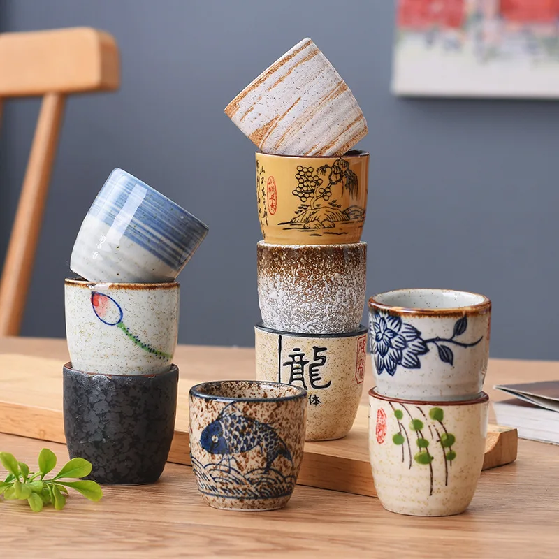 Taza de té de cerámica Retro china de 50ml, taza de cerámica, taza de sake japonesa, vajilla, tazas de té, taza individual Personal, artículos para beber