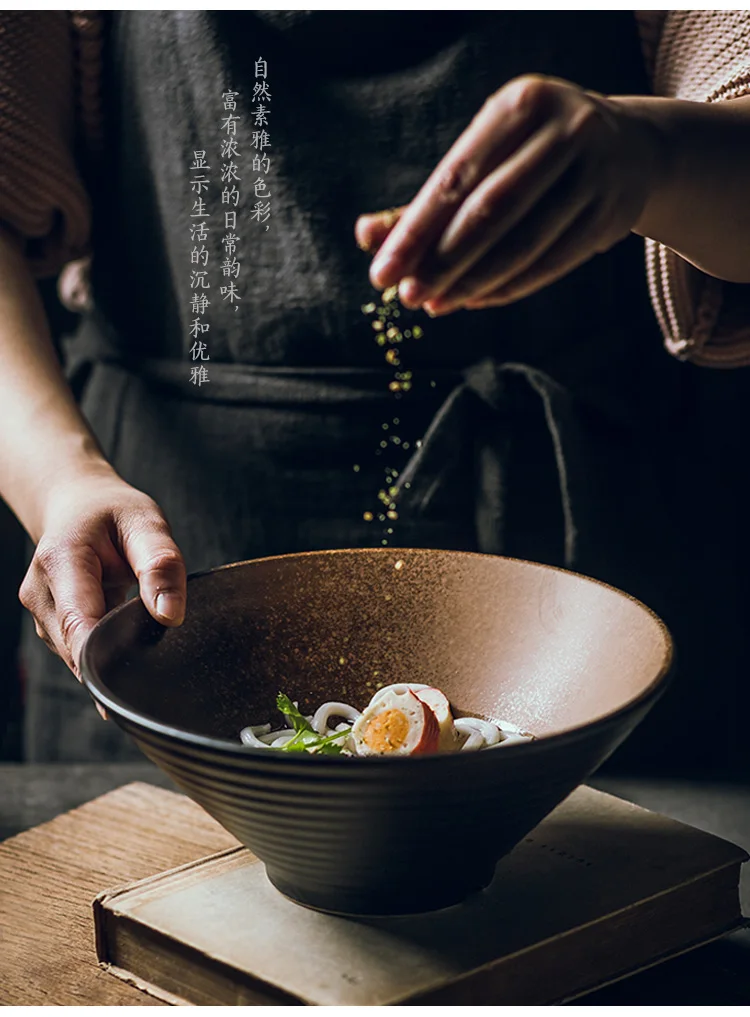 Tazón de ramen de cerámica japonesa para el hogar, tazón de sopa, vajilla creativa, vajilla de cerámica comercial