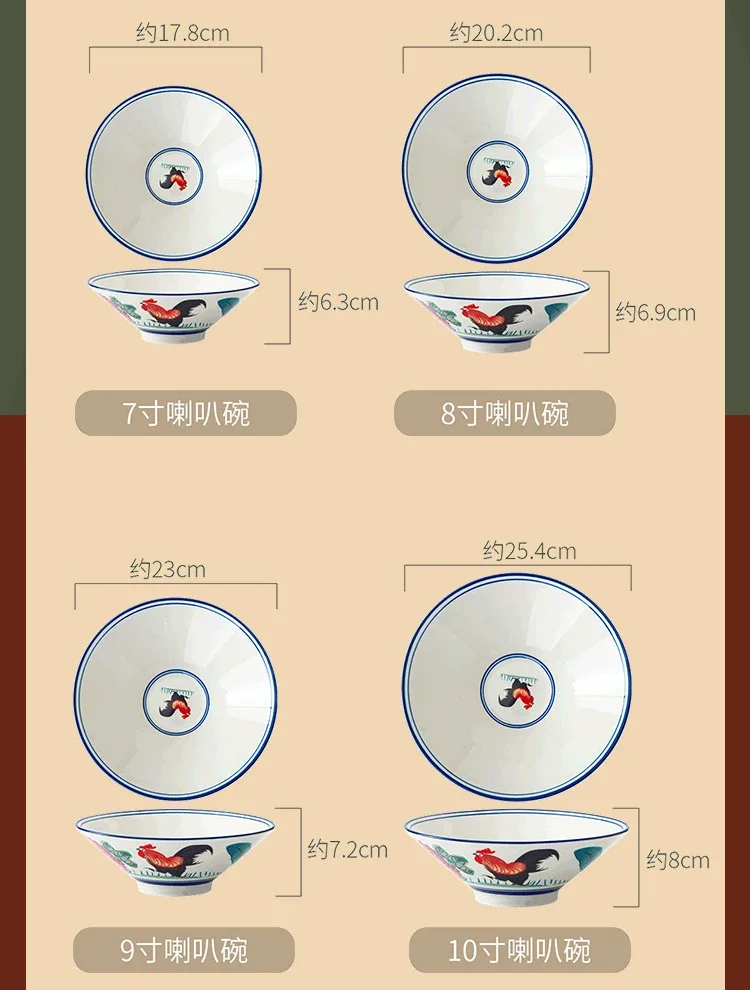 Cuenco de sopa vajilla de cerámica, suministros de cocina, utensilios para el hogar, platos de cerámica para comer, juego de cena, Ramen de porcelana, arroz