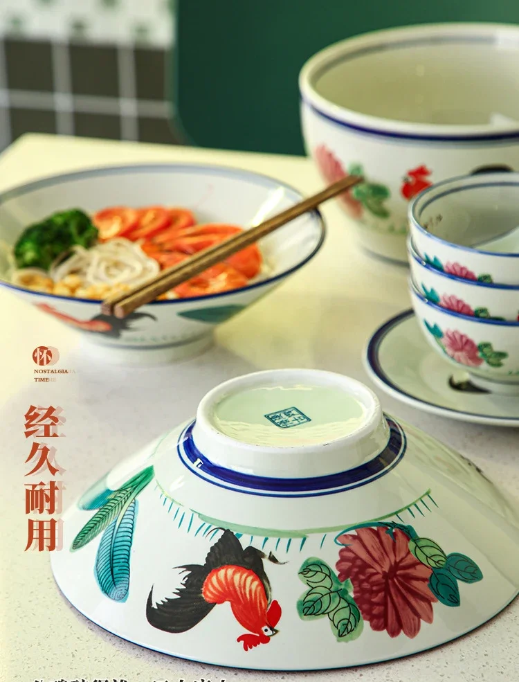 Cuenco de sopa vajilla de cerámica, suministros de cocina, utensilios para el hogar, platos de cerámica para comer, juego de cena, Ramen de porcelana, arroz