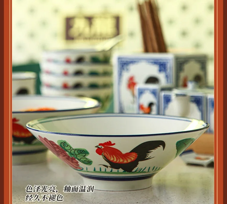 Cuenco de sopa vajilla de cerámica, suministros de cocina, utensilios para el hogar, platos de cerámica para comer, juego de cena, Ramen de porcelana, arroz